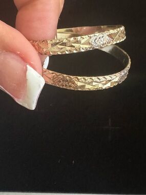Textured Gold Tone Baby Bangle Bracelet Set